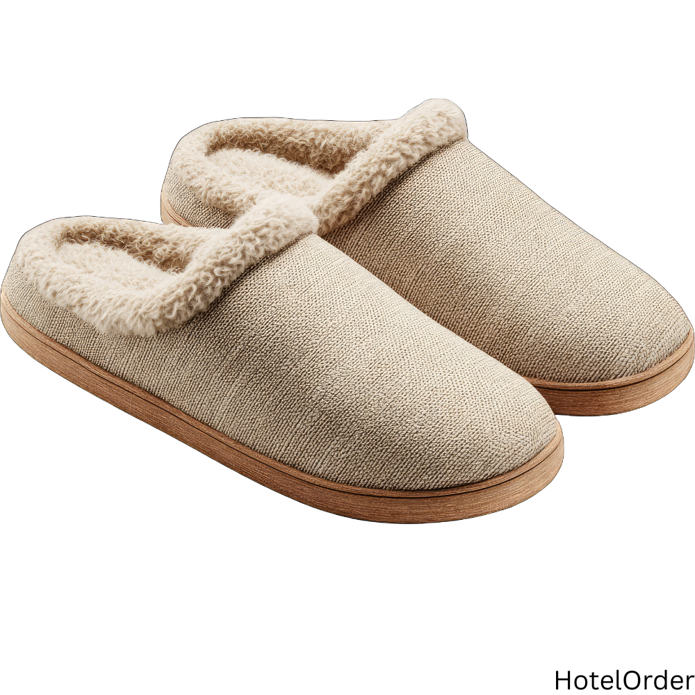 White Closed-Toe Terry Slippers